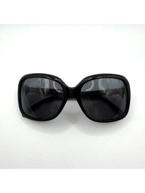 Chanel Ribbon Coco Black Oversized Sunglasses With White Bow Accent